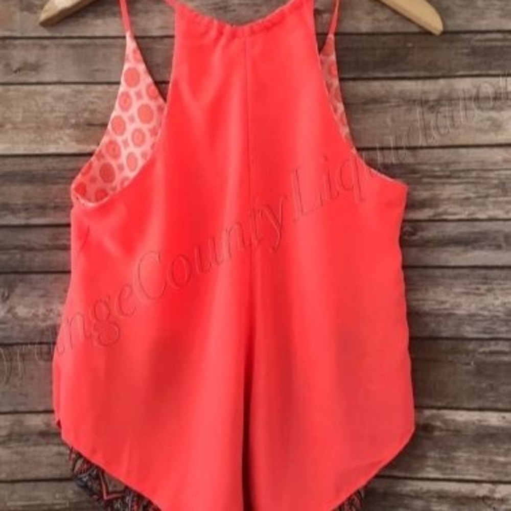 Pink & Orange Sleeveless Lightweight Reversible Top Size M By Three Of Hearts - Picture 2 of 7